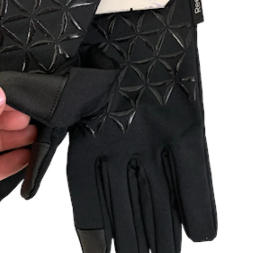 NWT Reebok Tech Touch Reflective Stripes Running Gloves Black One Size Fits Most